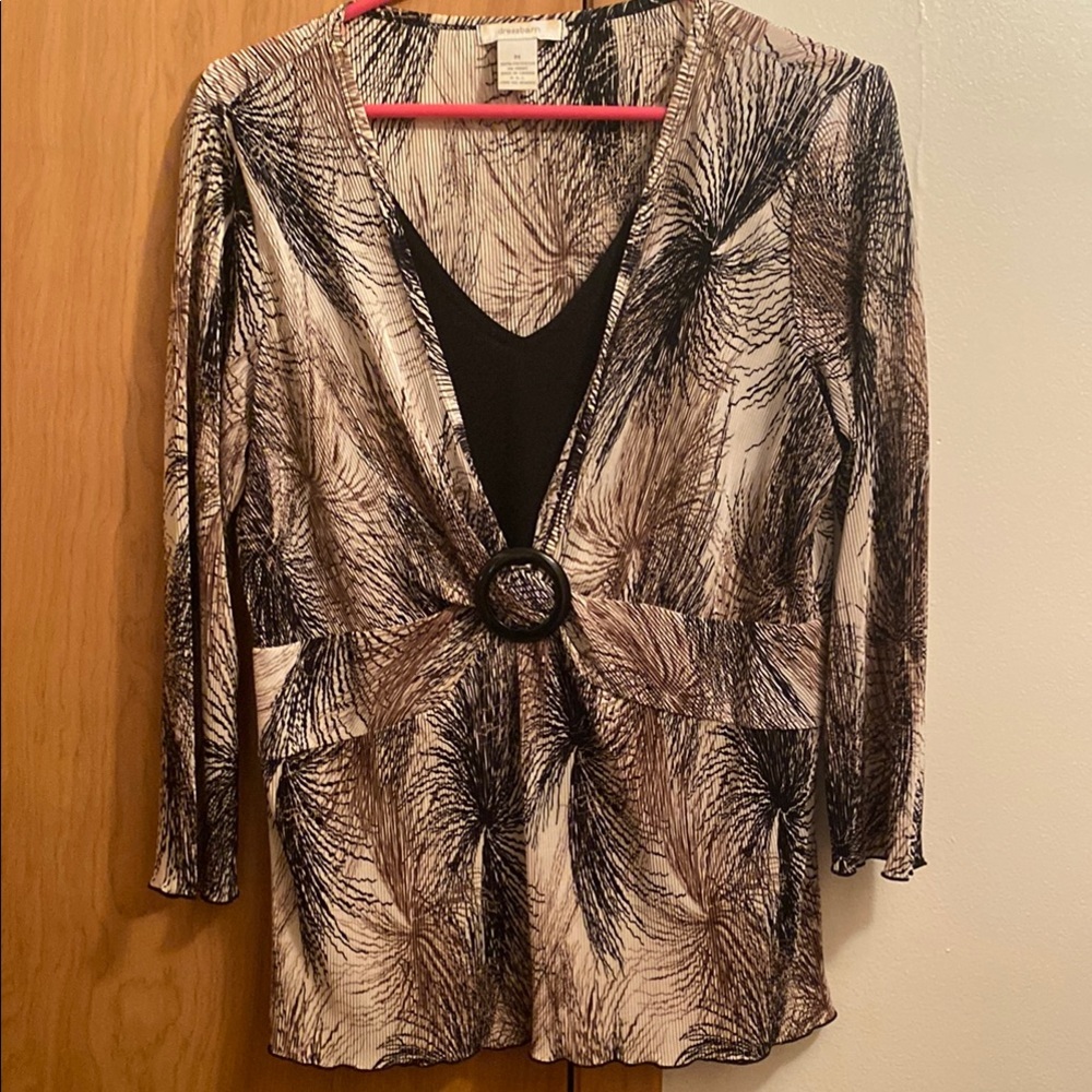 Dressbarn Black and Cream Textured Top